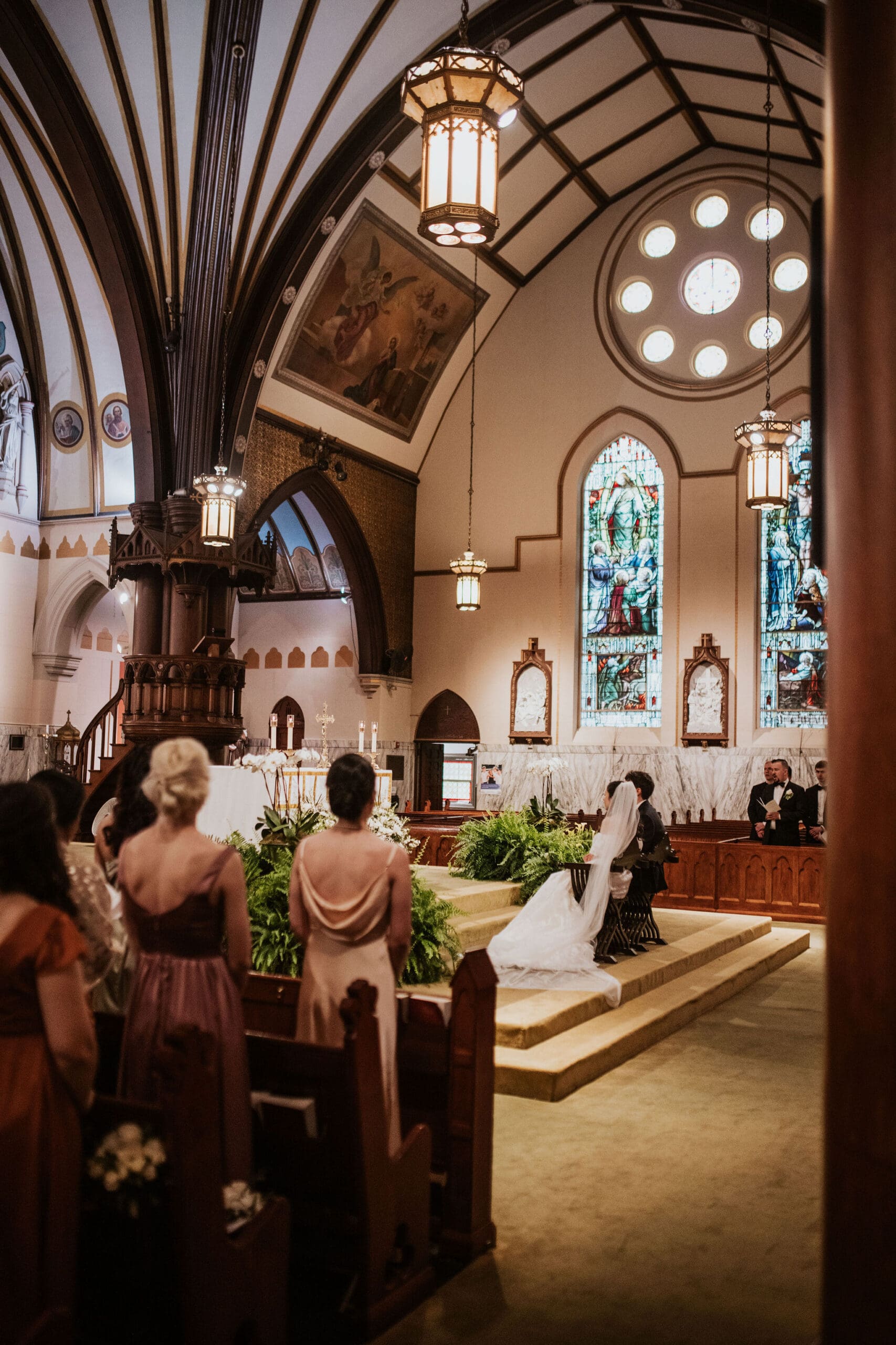 Beautiful side photo of the ceremony space of the St. Mary of the Assumption Parish