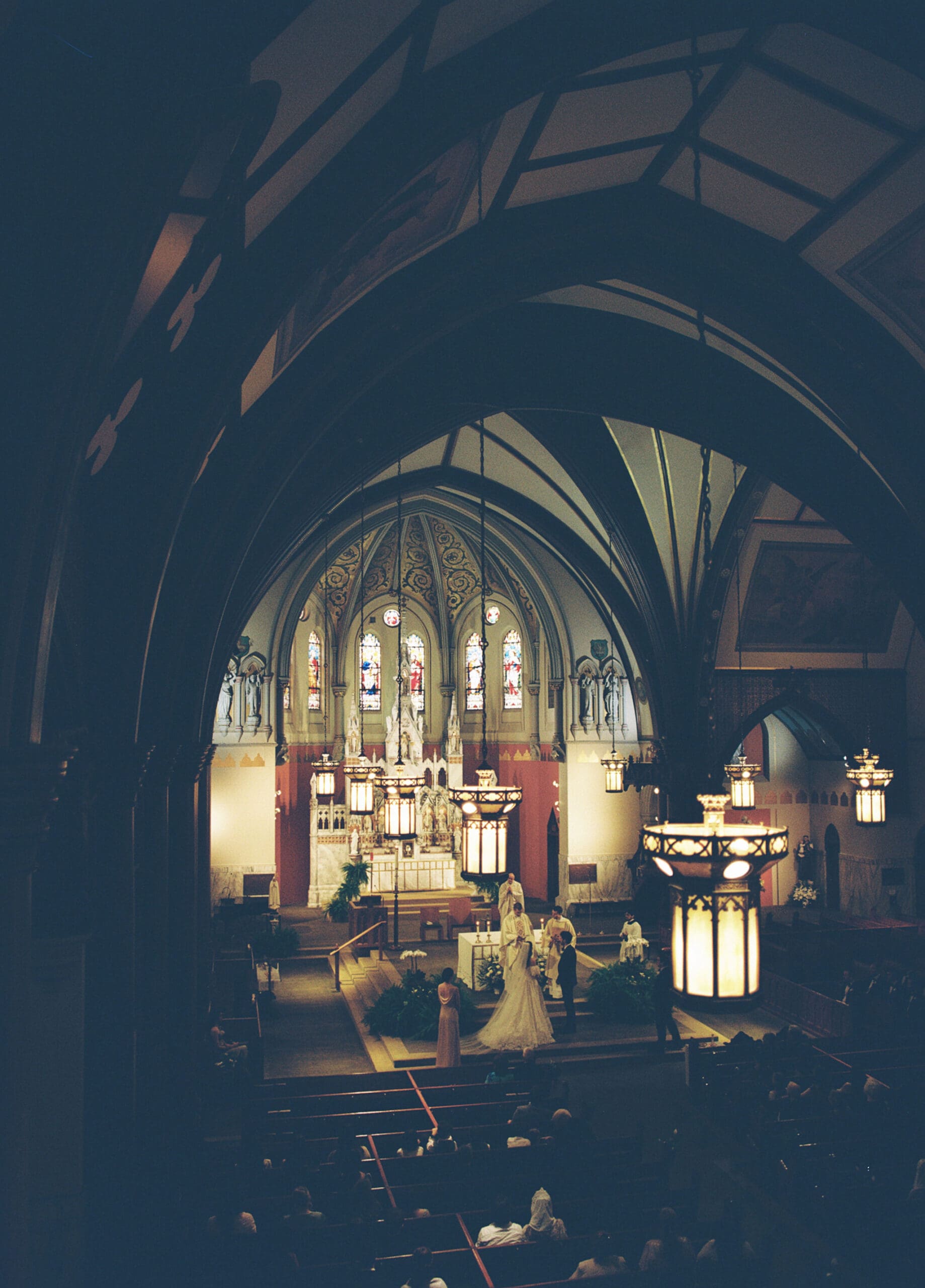 a film photo of the St. Mary of the Assumption Parish, Boston Massachusetts catholic church