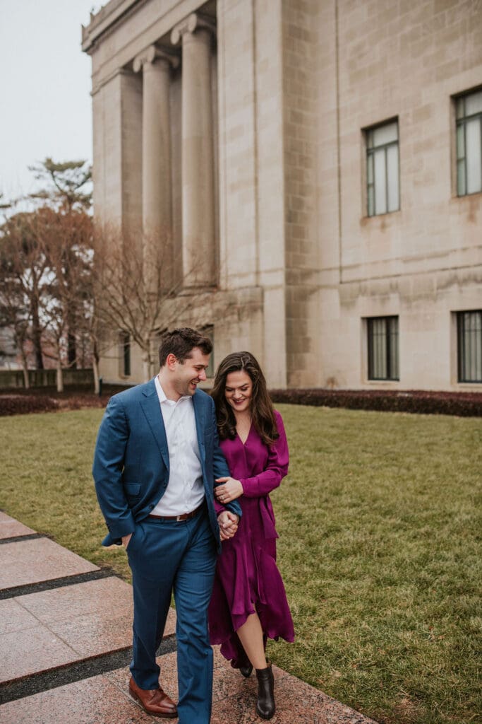 Kansas City Fall Engagement Shoot outfit at Nelson Atkins