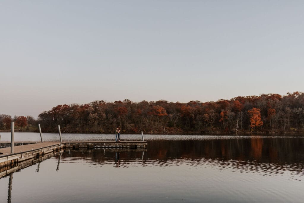 Kansas City Fall Engagement Shoot outfit at Shawnee Mission Park