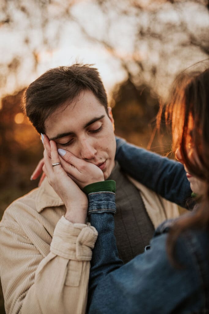 Kansas City Fall Engagement Shoot outfit at Shawnee Mission Park