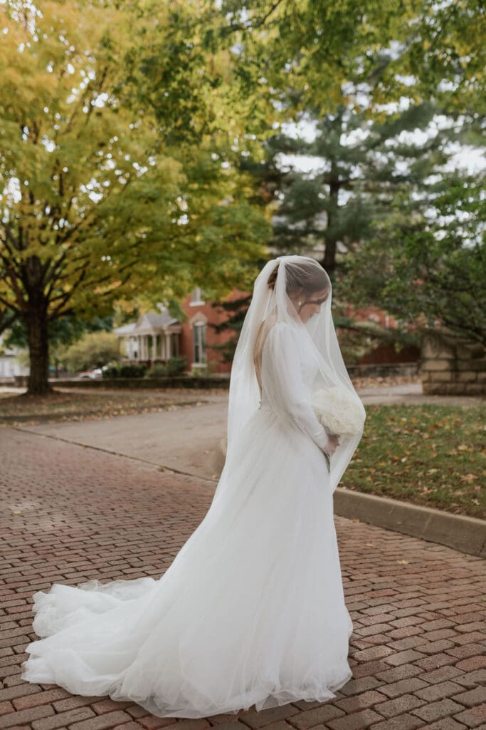 Romantic autumn portraits on historic 4th Street in downtown Atchison Kansas