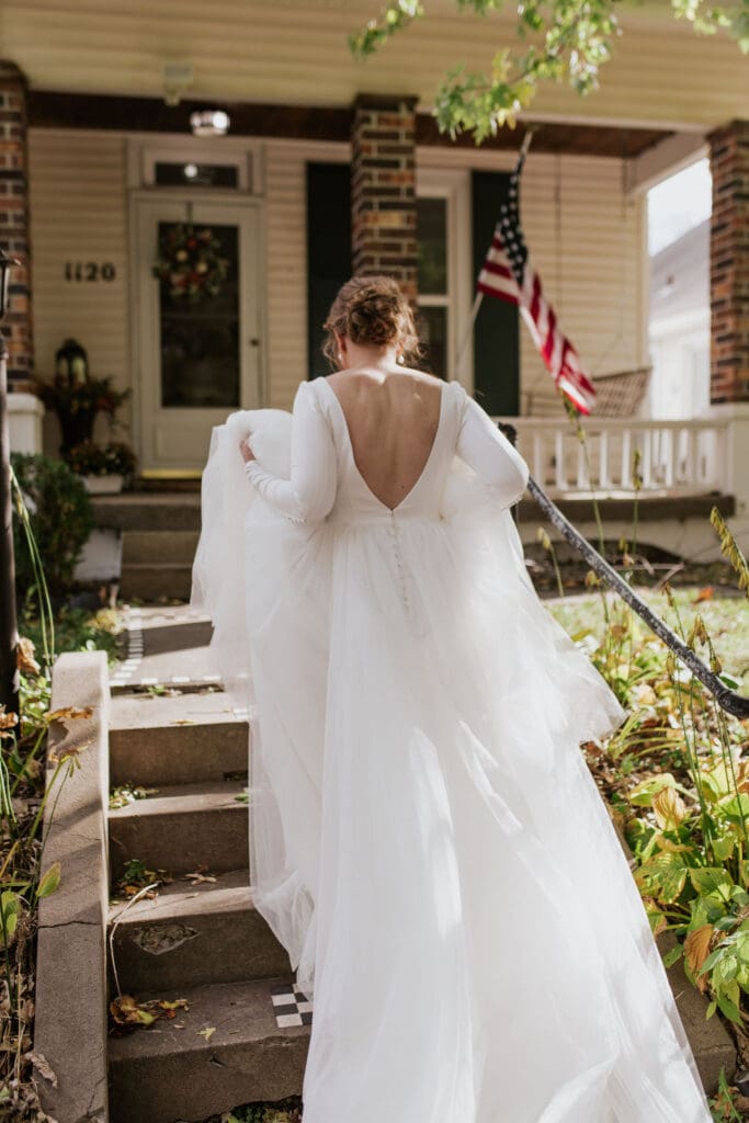 Bride getting ready at her home near St. Benedict’s Parish in Atchison KS