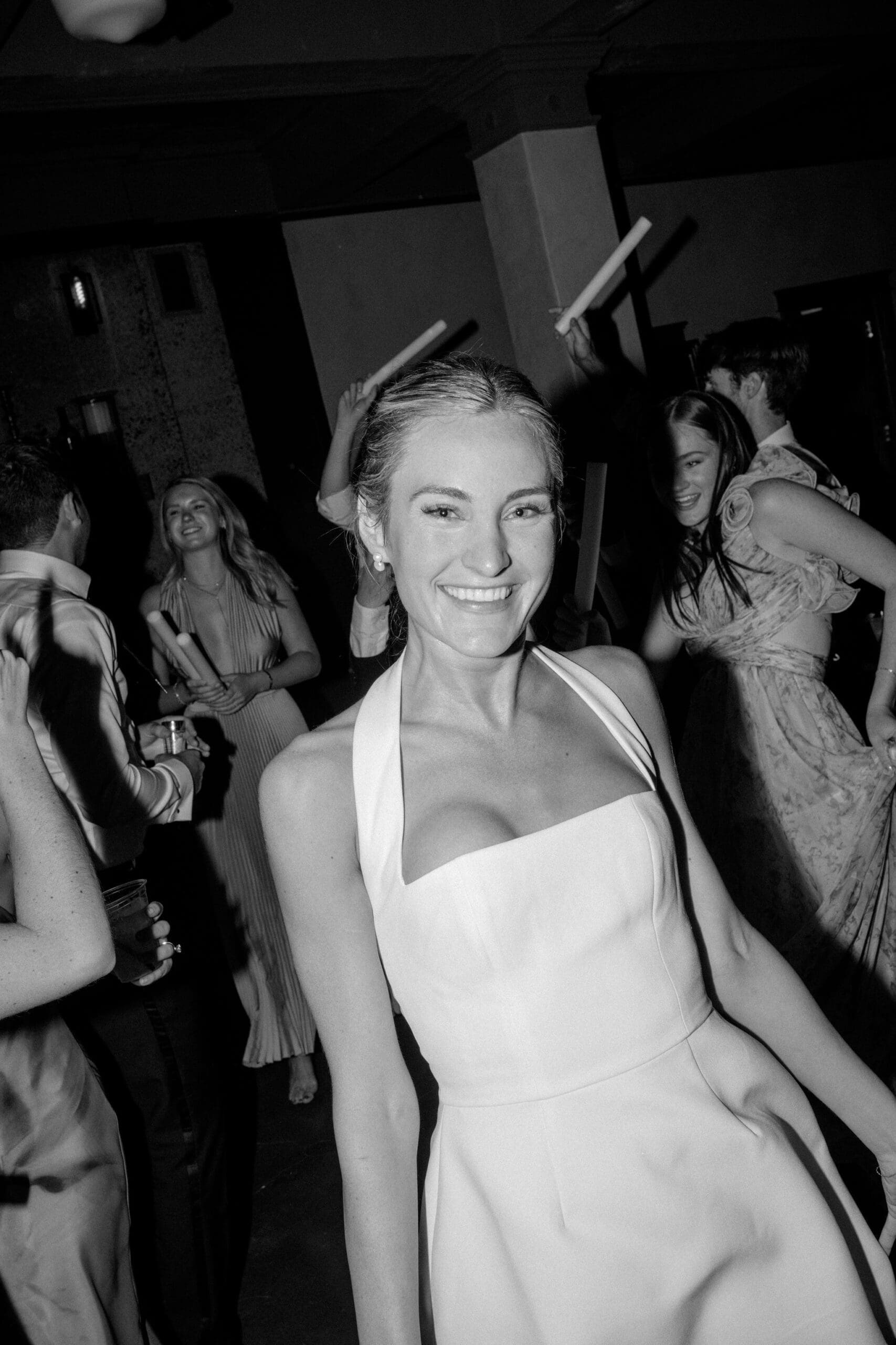 Bride dancing with guests at The Little Daisy Jerome Arizona wedding celebration