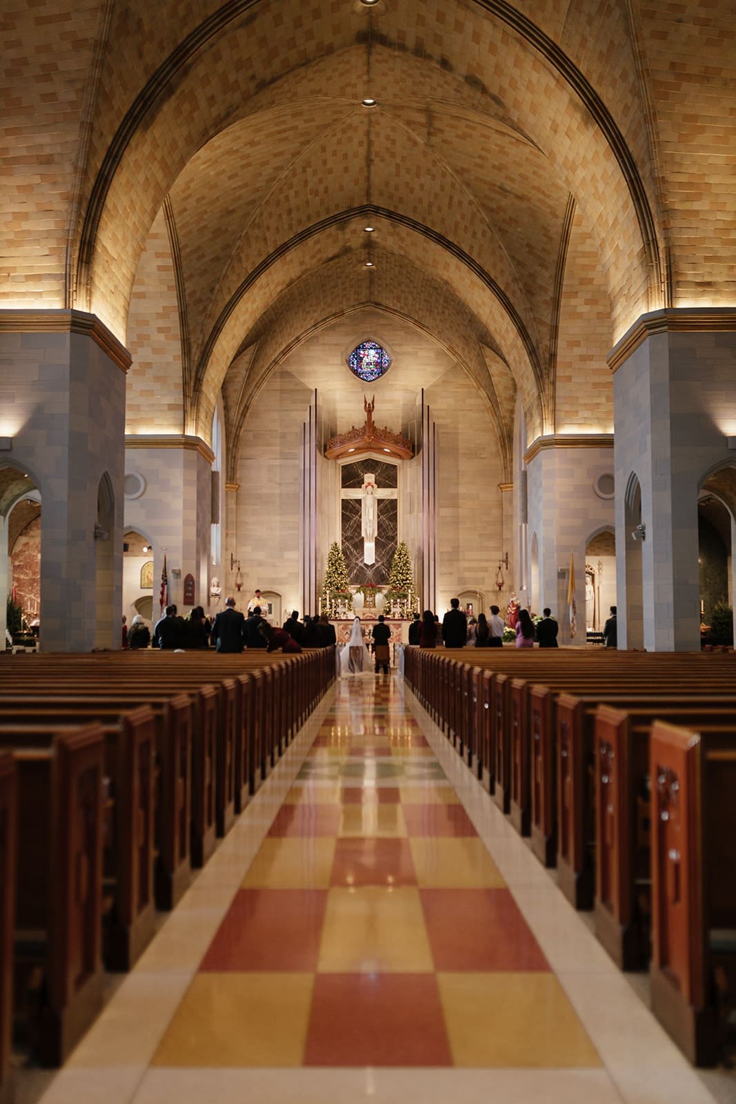 st ann's catholic church in washington dc aisle photo during a wedding ceremony
