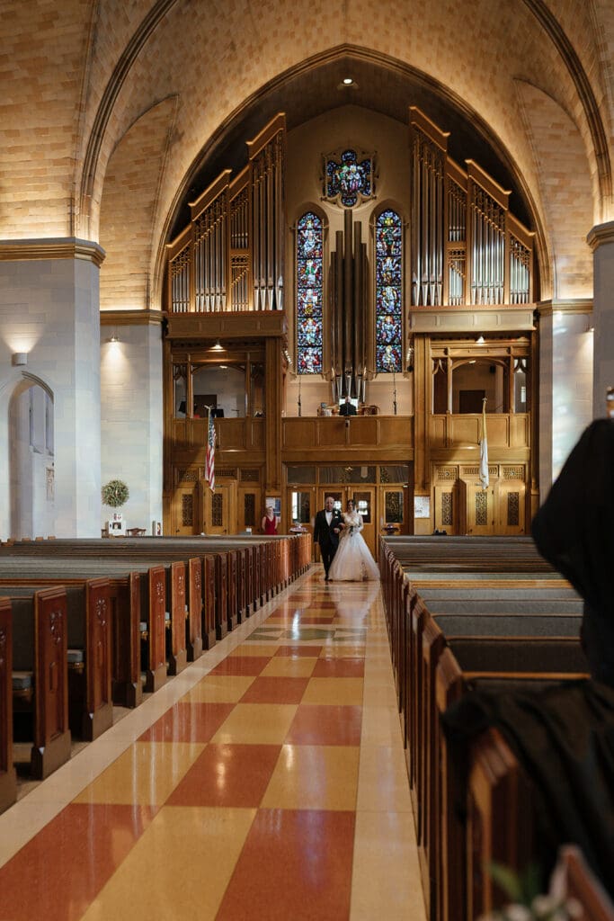 Washington dc wedding photos bride walking down the aisle at st ann’s catholic church