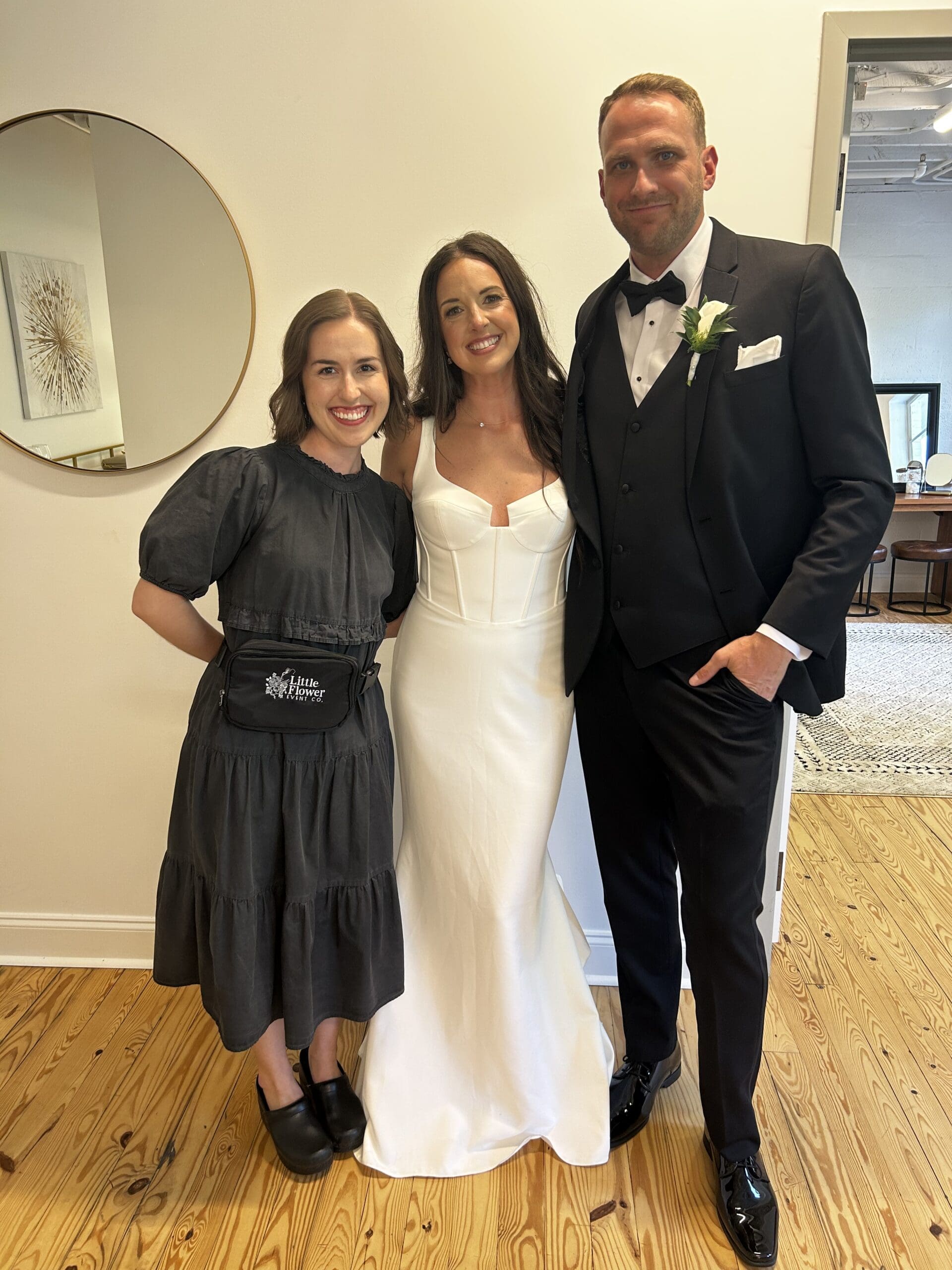 Atlanta wedding planner with bride and groom before ceremony during elegant Atlanta wedding celebration